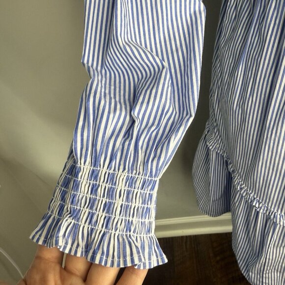 J. Crew Striped Short Mini Dress Ruffle Trim A-line Size 4 Travel Preppy - Picture 4 of 12